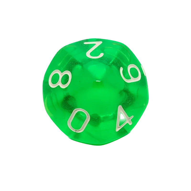 D10 Würfel Transparent Grün