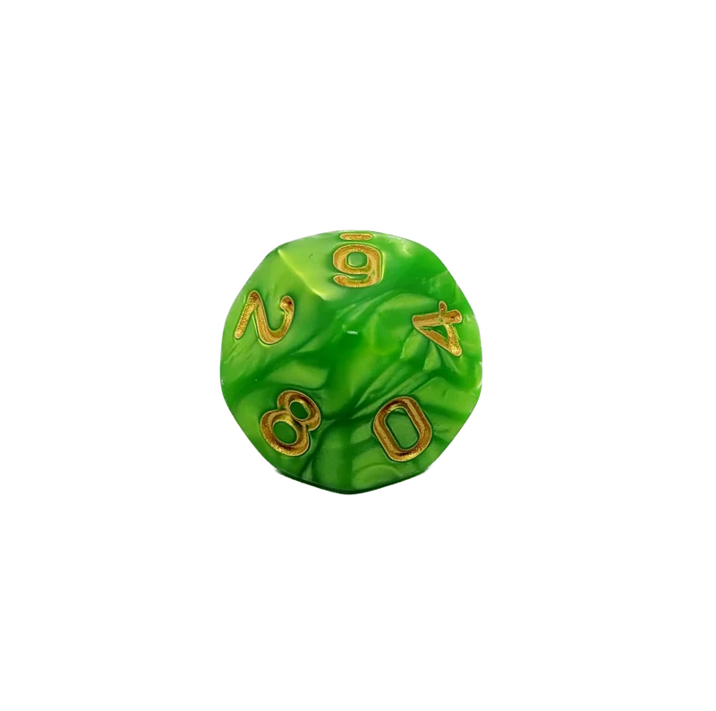D10 Würfel Grün/Gold