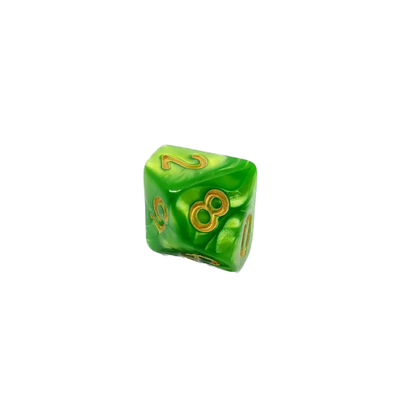 D10 Würfel Grün/Gold
