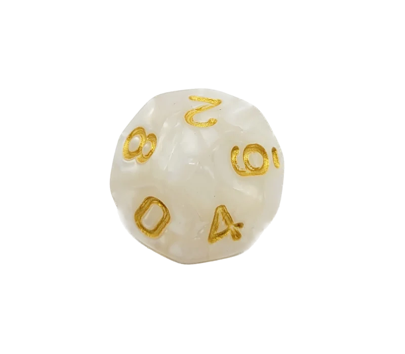 D10 Würfel Weiß/Gold