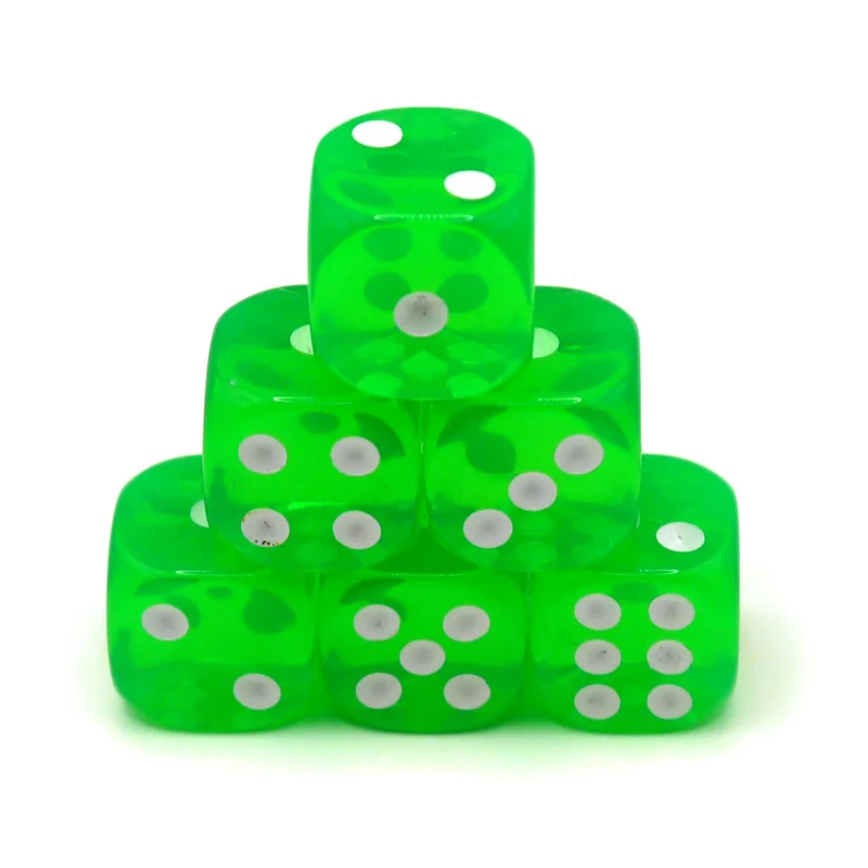 D6 Würfelset Transparent: Lightgreen