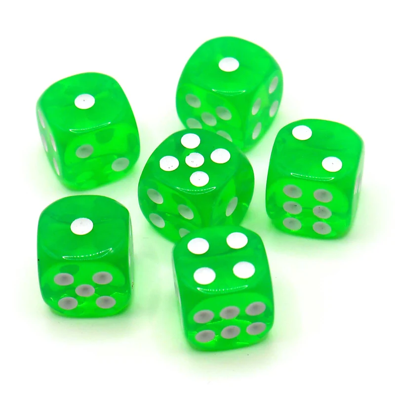 D6 Würfelset Transparent: Lightgreen