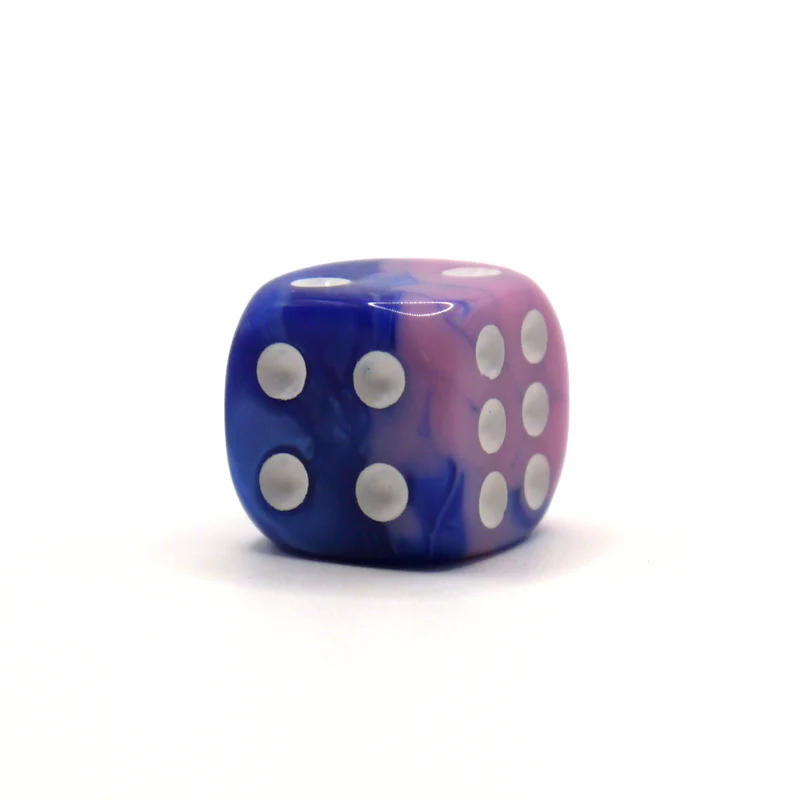 D6 1 Würfel Two Toned: Blue/Pink+White