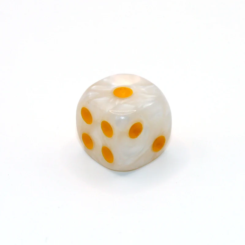 D6 1 Würfel Pearl: White/Gold