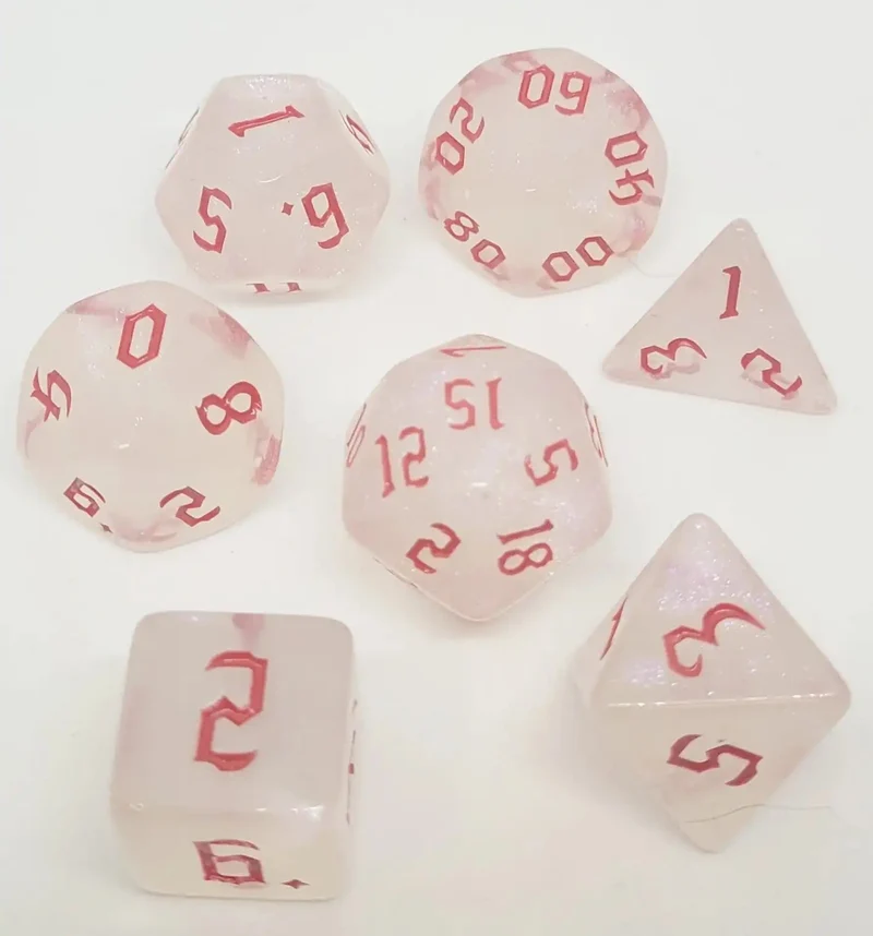 7-teiliges RPG Würfelset Galaxy: Milky Shine Red