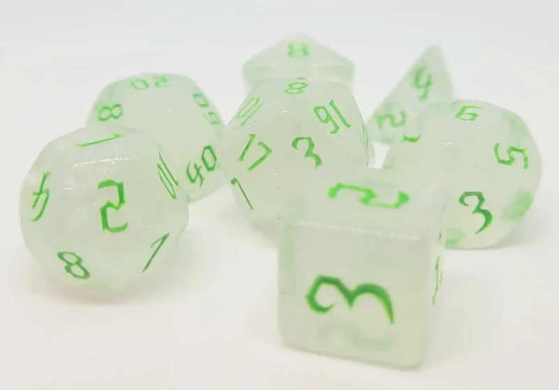 7-teiliges RPG Würfelset Galaxy: Milky Shine Green