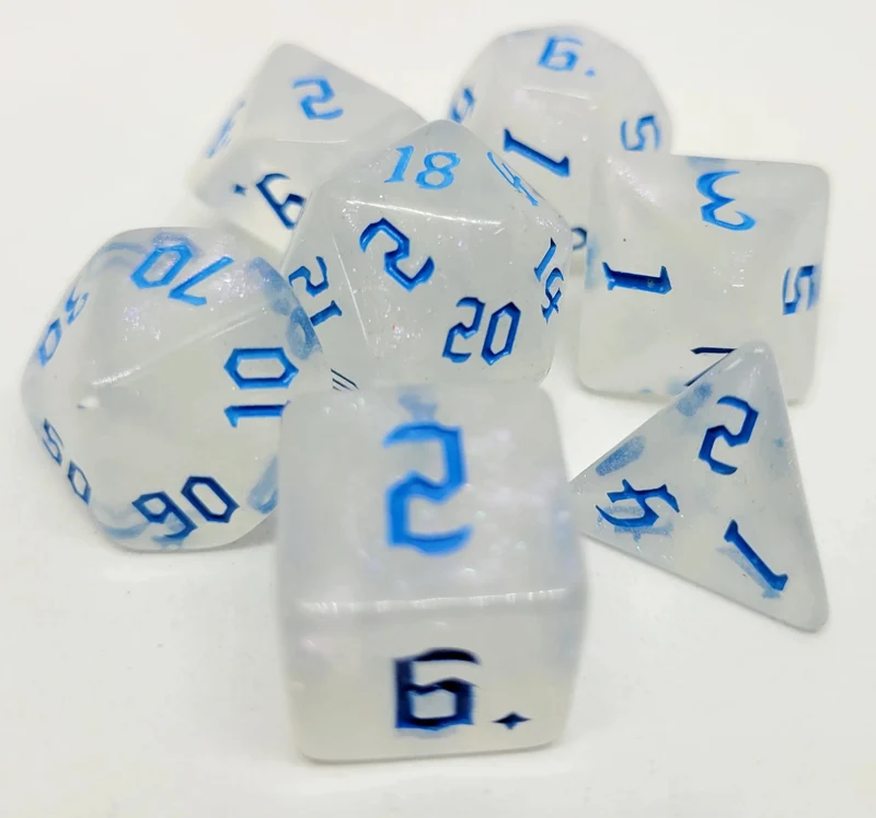 7-teiliges RPG Würfelset Galaxy: Milky Shine Blue