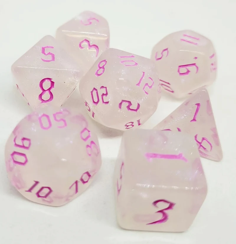 7-teiliges RPG Würfelset Galaxy: Milky Shine Pink