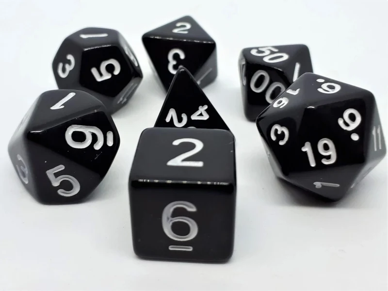 7-teiliges RPG Würfelset Opaque: Black