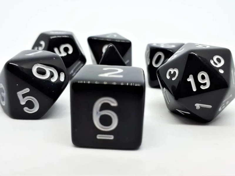 7-teiliges RPG Würfelset Opaque: Black