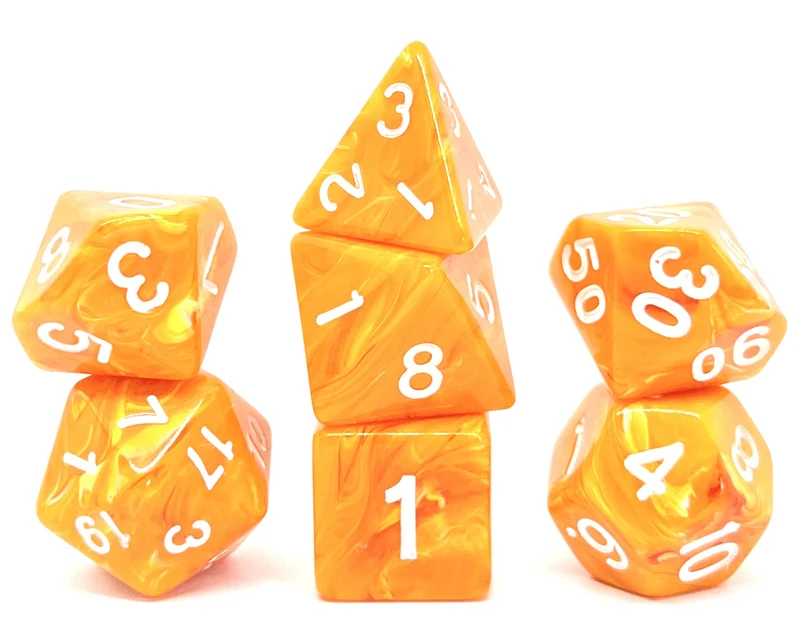 7-teiliges RPG Würfelset Pearl: Candysweet Amber