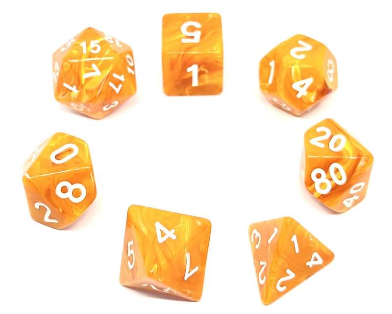 7-teiliges RPG Würfelset Pearl: Candysweet Amber