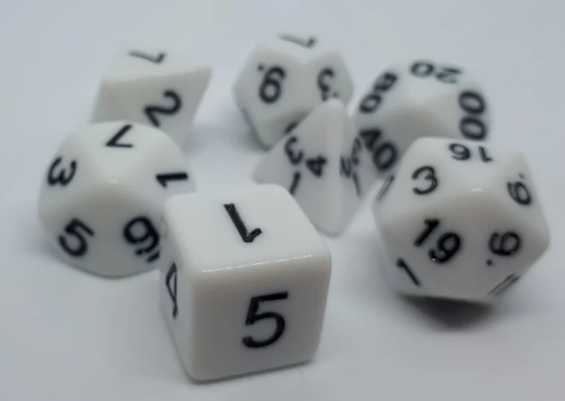 7-teiliges RPG Würfelset Opaque: White