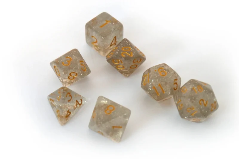 7-teiliges RPG Würfelset Confetti: Powder Grey