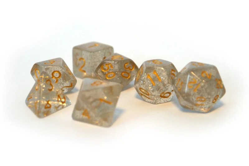 7-teiliges RPG Würfelset Confetti: Powder Grey