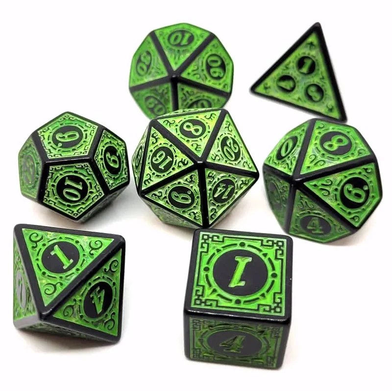 7-teiliges RPG Würfelset Magic Flame: Green