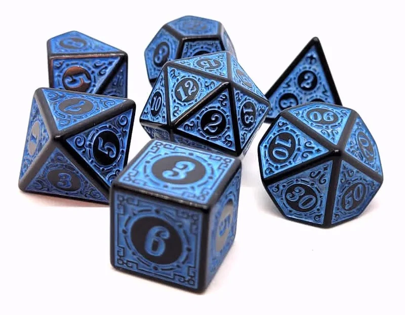 7-teiliges RPG Würfelset Magic Flame: Blue