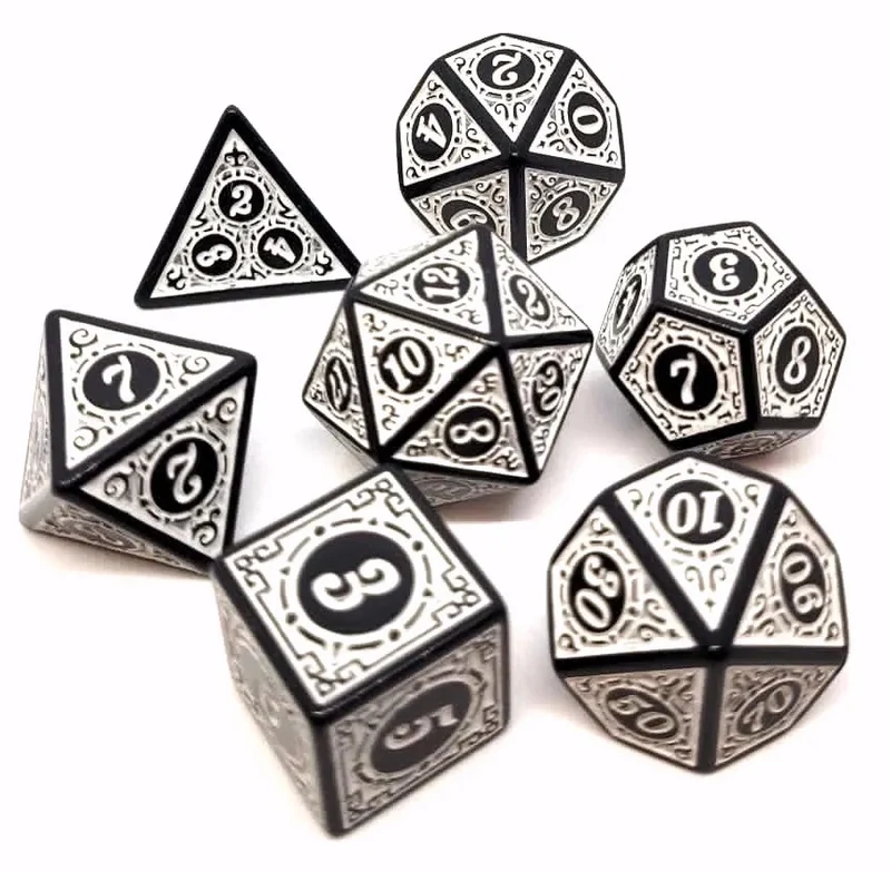 7-teiliges RPG Würfelset Magic Flame: White