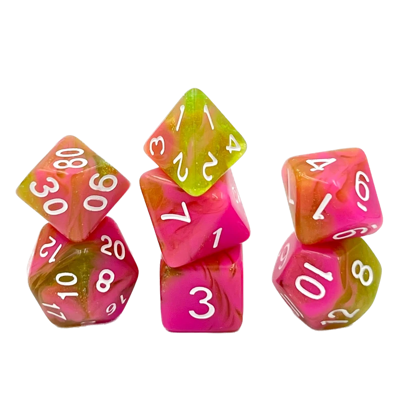 7-teiliges RPG Würfelset Mehrfarbig: Pink Apple