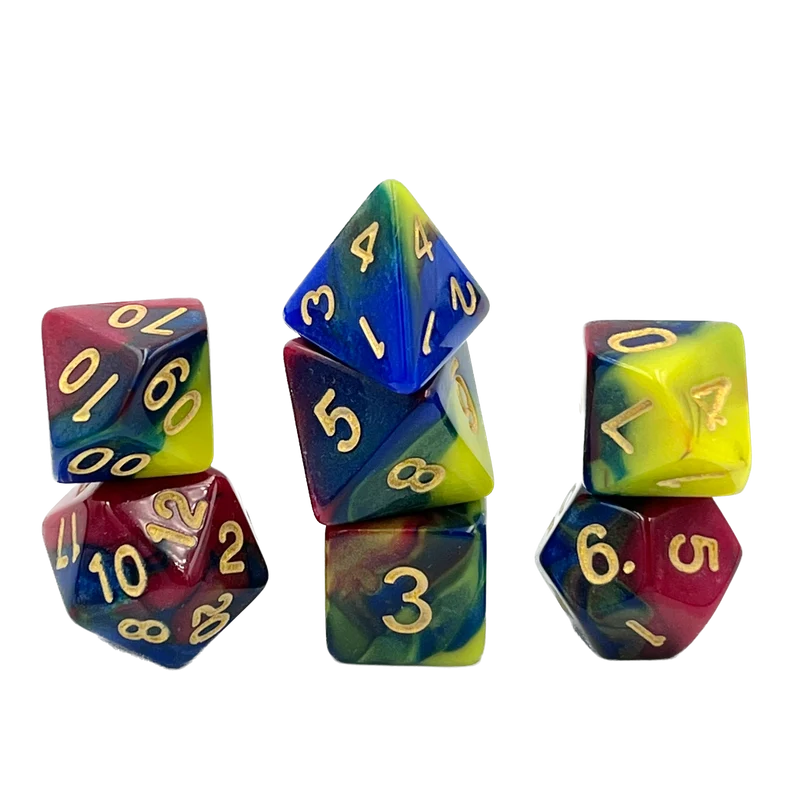 7-teiliges RPG Würfelset Mehrfarbig: Harlekin