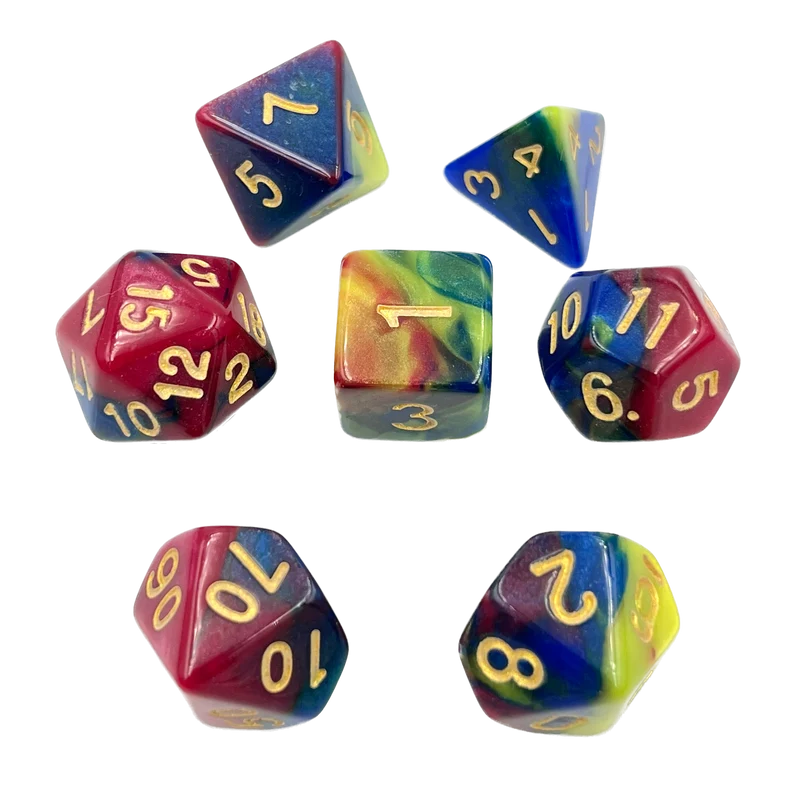 7-teiliges RPG Würfelset Mehrfarbig: Harlekin